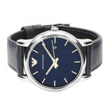 Buy Shop Emporio Armani Classic Quartz Blue Dial Black Leather Strap Watch For Men - AR1731 USA Online