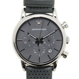 Buy Shop Emporio Armani Luigi Chronograph Quartz Grey Dial Grey Leather Strap Watch For Men - AR1735 USA Online