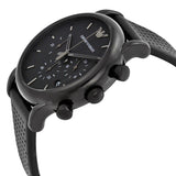 Buy Shop Emporio Armani Luigi Chronograph Black Dial Black Leather Strap Watch For Men - AR1737 USA Online