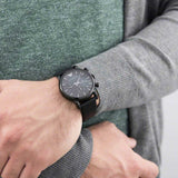 Buy Shop Emporio Armani Luigi Chronograph Black Dial Black Leather Strap Watch For Men - AR1737 USA Online