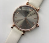 Buy Shop Emporio Armani Gianni T Bar Light Brown Dial White Leather Strap Watch For Women - AR1769 USA Online