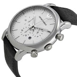 Buy Shop Emporio Armani Classic Quartz Chronograph White Dial Black Leather Strap Watch For Men - AR1807 USA Online