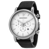 Buy Shop Emporio Armani Classic Quartz Chronograph White Dial Black Leather Strap Watch For Men - AR1807 USA Online