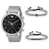 Buy Shop Emporio Armani Luigi Black Dial Silver Mesh Bracelet Watch For Men - AR8032 USA Online