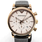 Buy Shop Emporio Armani Classic Chronograph White Dial Brown Leather Strap Watch For Men - AR1809 USA Online