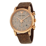 Buy Shop Emporio Armani Classic Chronograph White Dial Brown Leather Strap Watch For Men - AR1809 USA Online