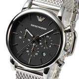 Buy Shop Emporio Armani Luigi Chronograph Black Dial Silver Mesh Bracelet Watch For Men - AR1811 USA Online