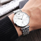 Buy Shop Emporio Armani Classic Silver Dial Silver Steel Strap Watch For Men - AR1819 USA Online