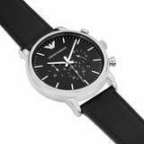Buy Shop Emporio Armani Luigi Chronograph Black Dial Black Leather Watch For Men - AR1828 USA Online
