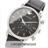 Buy Shop Emporio Armani Luigi Chronograph Black Dial Black Leather Watch For Men - AR1828 USA Online