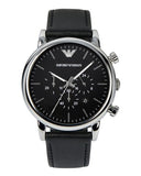 Buy Shop Emporio Armani Luigi Chronograph Black Dial Black Leather Watch For Men - AR1828 USA Online