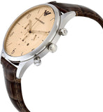 Buy Shop Emporio Armani Classic Chronograph Cream Dial Brown Leather Strap Watch For Men - AR1878 USA Online