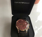Buy Shop Emporio Armani Classic Chronograph Burgundy Dial Brown Leather Strap Watch For Men - AR1890 USA Online