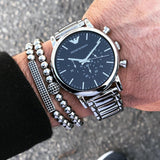 Buy Shop Emporio Armani Luigi Black Dial Silver Steel Strap Watch For Men - AR1894 USA Online