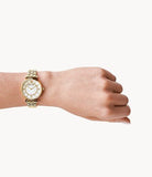 Buy Shop Emporio Armani Gianni T Bar White Mother of Pearl Dial Gold Steel Strap Watch For Women - AR1907 USA Online