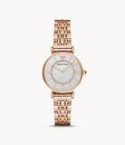 Buy Shop Emporio Armani Gianni T Bar Mother of Pearl Rose Gold Stainless Steel Strap Watch For Women - AR1909 USA Online