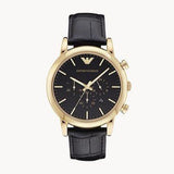 Buy Shop Emporio Armani Luigi Chronograph Black Dial Black Leather Watch For Men - AR1917 USA Online