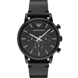 Buy Shop Emporio Armani Dress Chronograph Black Dial Black Leather Strap Watch For Men - AR1918 USA Online