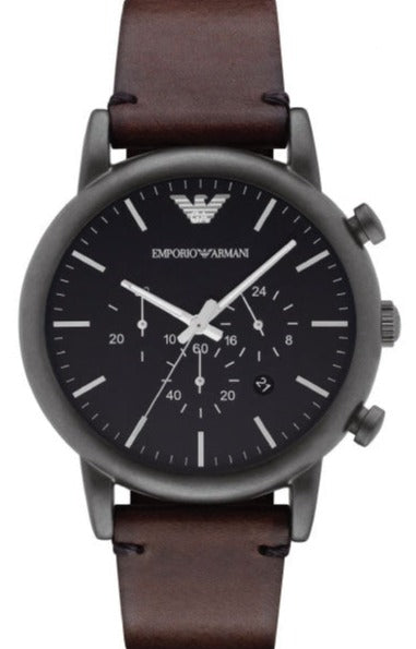 Buy Shop Emporio Armani Classic Chronograph Black Dial Brown Leather Strap Watch For Men - AR1919 USA Online