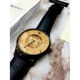 Buy Shop Emporio Armani Meccanico White Dial Black Leather Strap Watch For Men - AR1923 USA Online
