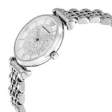 Buy Shop Emporio Armani Gianni T Bar White Crystal Pave Dial Silver Stainless Steel Strap Watch For Women - AR1925 USA Online
