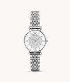 Buy Shop Emporio Armani Gianni T Bar White Crystal Pave Dial Silver Stainless Steel Strap Watch For Women - AR1925 USA Online