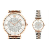 Buy Shop Emporio Armani Gianni T Bar White Dial Two Tone Steel Strap Watch For Women - AR1926 USA Online