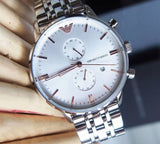 Buy Shop Emporio Armani Chonograph SIlver Dial Silver Steel Strap Watch For Men - AR1933 USA Online