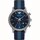 Buy Shop Emporio Armani Luigi Chronograph Quartz Blue Dial Blue Nylon Strap Watch For Men - AR1949 USA Online