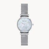 Buy Shop Emporio Armani Gianni T Bar Mother of Pearl Dial Silver Steel Strap Watch For Women - AR1955 USA Online