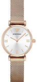 Buy Shop Emporio Armani Gianni T Bar Silver Dial Rose Gold Mesh Bracelet Watch For Women - AR1956 USA Online