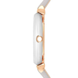 Buy Shop Emporio Armani Gianni T Bar Quartz Mother of Pearl Dial White Leather Strap Watch For Women - AR1965 USA Online