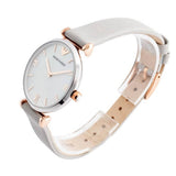 Buy Shop Emporio Armani Gianni T Bar Quartz Mother of Pearl Dial White Leather Strap Watch For Women - AR1965 USA Online