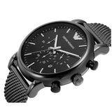 Emporio Armani Sport Chronograph Black Dial Black Mesh Bracelet Watch For Men - AR1968