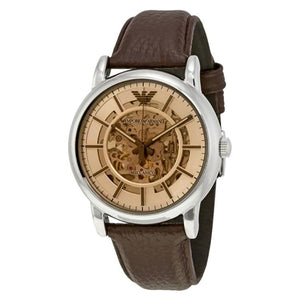 Buy Shop Emporio Armani Luigi Meccanico Brown Dial Brown Leather Strap Watch For Men - AR1982 USA Online