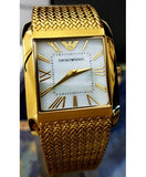 Buy Shop Emporio Armani Super Slim Quartz White DIal Gold Mesh Bracelet Watch For Women - AR2017 USA Online