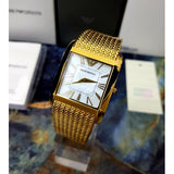Buy Shop Emporio Armani Super Slim Quartz White DIal Gold Mesh Bracelet Watch For Women - AR2017 USA Online