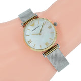 Buy Shop Emporio Armani Gianni T Bar Mother of Pearl Dial Silver Mesh Bracelet Watch For Women - AR2068 USA Online
