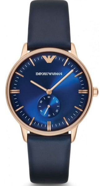 Buy Shop Emporio Armani Classic Quartz Blue Dial Blue Leather Strap Watch For Men - AR2071 USA Online