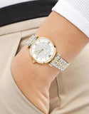 Buy Shop Emporio Armani Gianni T Bar Analog White Dial Two Tone Steel Strap Watch For Women - AR2076 USA Online