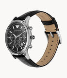 Buy Shop Emporio Armani Renato Chronograph Black Dial Black Leather Strap Watch For Men - AR2447 USA Online