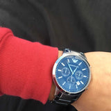 Buy Shop Emporio Armani Renato Chronograph Blue Dial Silver Steel Strap Watch For Men - AR2448 USA Online