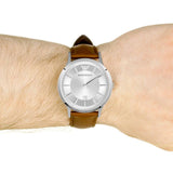 Buy Shop Emporio Armani Renato Silver Dial Brown Leather Strap Watch For Men - AR2463 USA Online