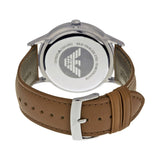Buy Shop Emporio Armani Renato Silver Dial Brown Leather Strap Watch For Men - AR2463 USA Online