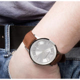 Buy Shop Emporio Armani Renato Silver Dial Brown Leather Strap Watch For Men - AR2463 USA Online