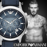 Buy Shop Emporio Armani Classic Chronograph Blue Dial Blue Leather Strap Watch For Men - AR2473 USA Online