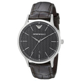 Buy Shop Emporio Armani Renato Analog Black Dial Black Leather Strap Watch For Men - AR8035 USA Online
