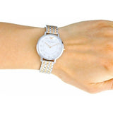 Buy Shop Emporio Armani Gianni T Bar Mother of Pearl Dial Two Tone Steel Strap Watch For Women - AR2508 USA Online