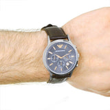 Buy Shop Emporio Armani Renato Chronograph Grey Dial Brown Leather Strap Watch For Men - AR2513 USA Online