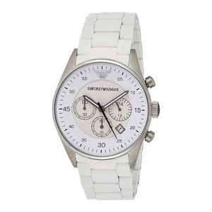 Buy Shop Emporio Armani Sport Chronograph White Dial White Silicone Strap Watch For Men - AR5859 USA Online